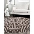 Glitzy Rugs 8 x 8 ft. Hand Tufted Wool Round Geometric Area Rug, Cream Brown UBSK00727T0904B8